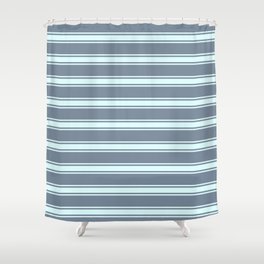 [ Thumbnail: Light Slate Gray & Light Cyan Colored Lines/Stripes Pattern Shower Curtain ]