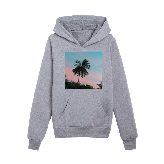 Maldives Sunset Palm Trees Kids Pullover Hoodie