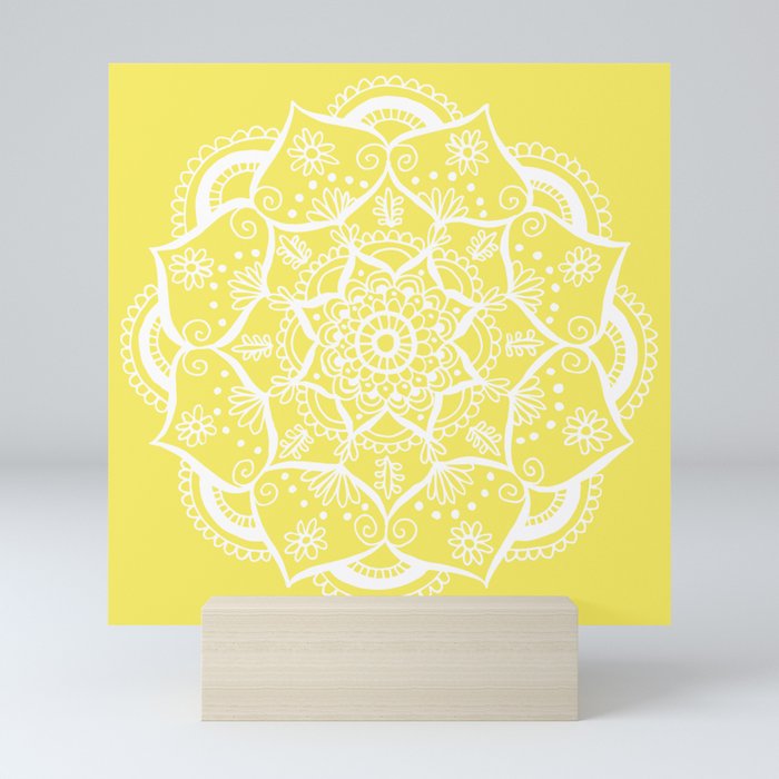 Mellow Yellow Flower Mandala Mini Art Print