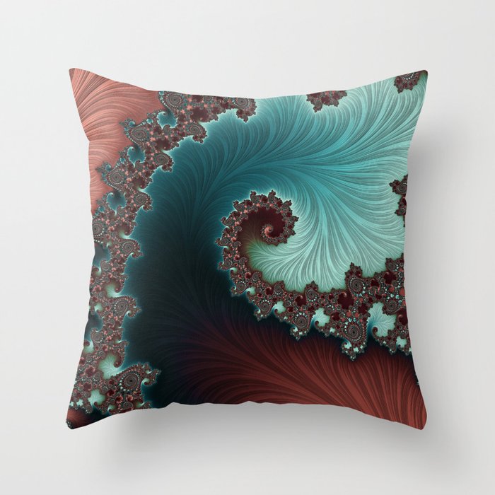 Velvet Crush - Teal/Copper Throw Pillow