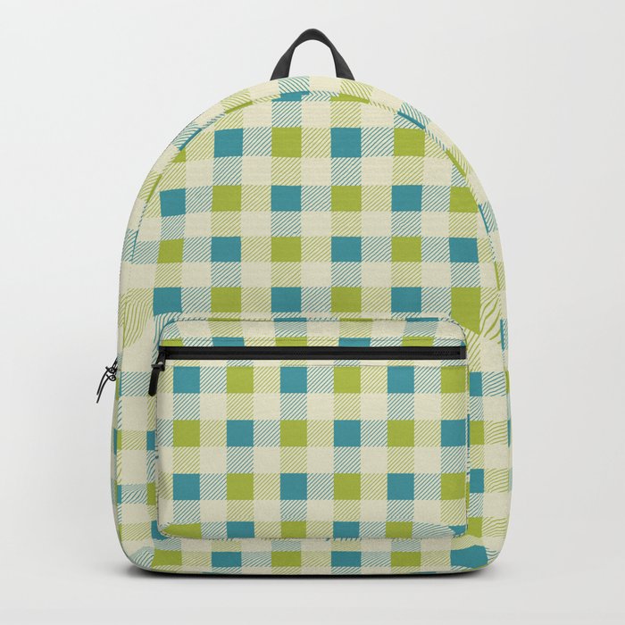Cute Colorful Plaid Green Dark Teal Backpack by tartagain