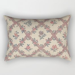 Antique Chintz Diamond Lattice and Floral Design Rectangular Pillow
