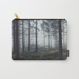 Through The Trees // Fog Forest Home Carry-All Pouch | Nature, Mist, Travel, Pines, Foggy Forest, Fog, Adventure, Woods, Photo, Foggy 