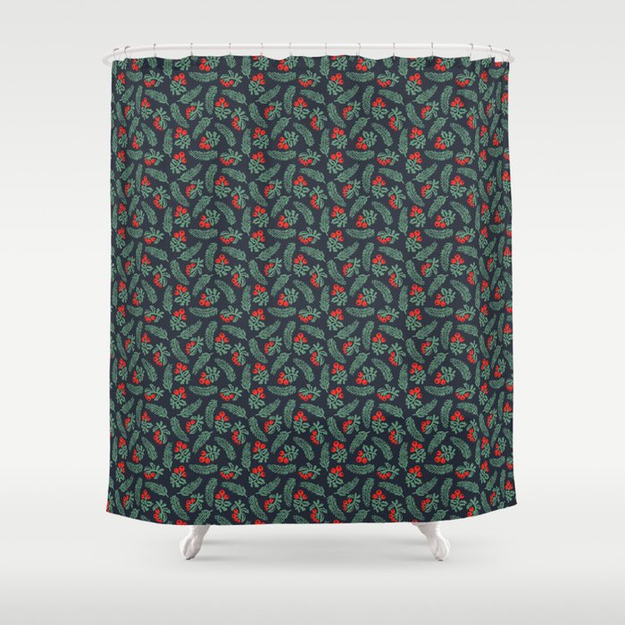 Christmas Greenery Shower Curtain