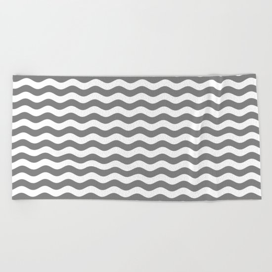 Wavy Stripes (Gray/White) Beach Towel