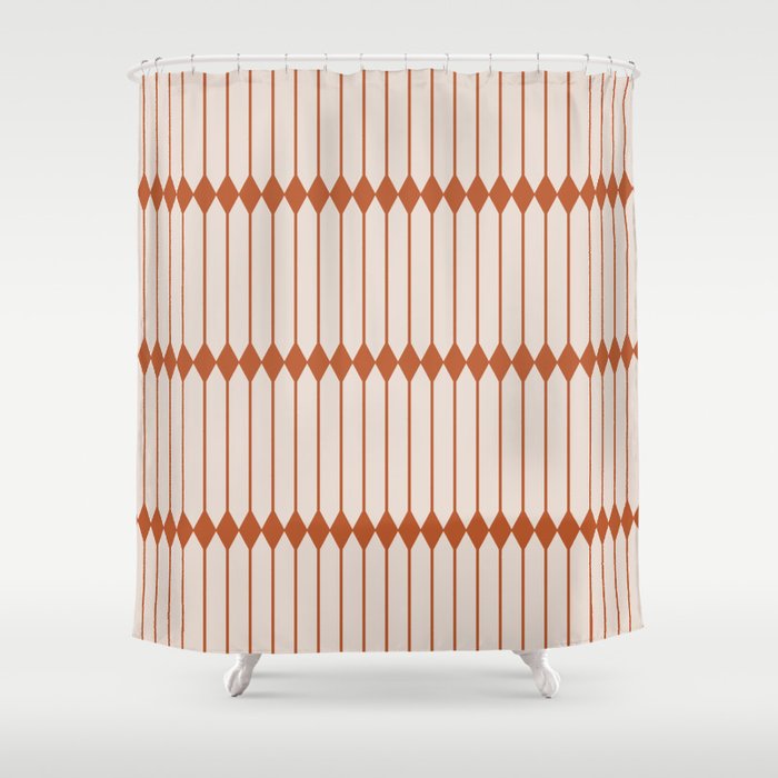 Minimal Geometric Pattern - Coral Shower Curtain