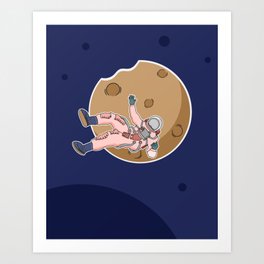 Pink Astronaut Chocolate Cookie Background Art Print