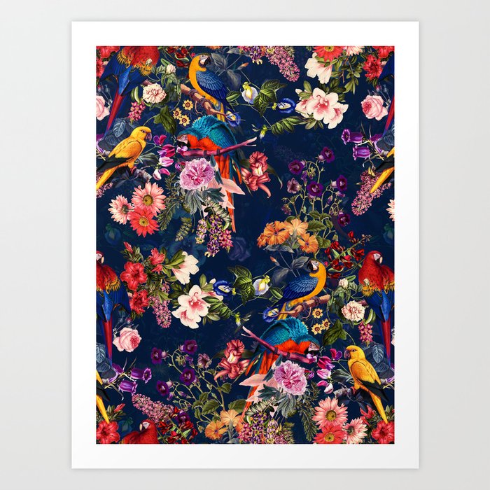 FLORAL AND BIRDS XII Art Print
