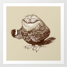 Caffeinated Owls Art Print By Davemott Society6 Owl Needs Coffee Art Print