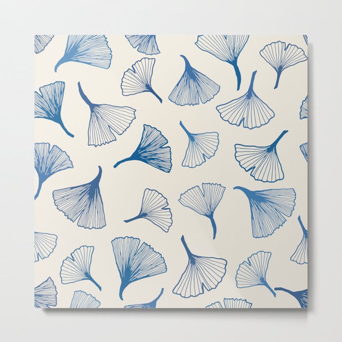 Ginko leaves blue Metal Print