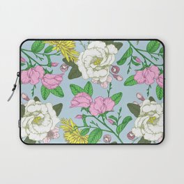Pastel blue hand-drawn botanical seamless pattern Laptop Sleeve