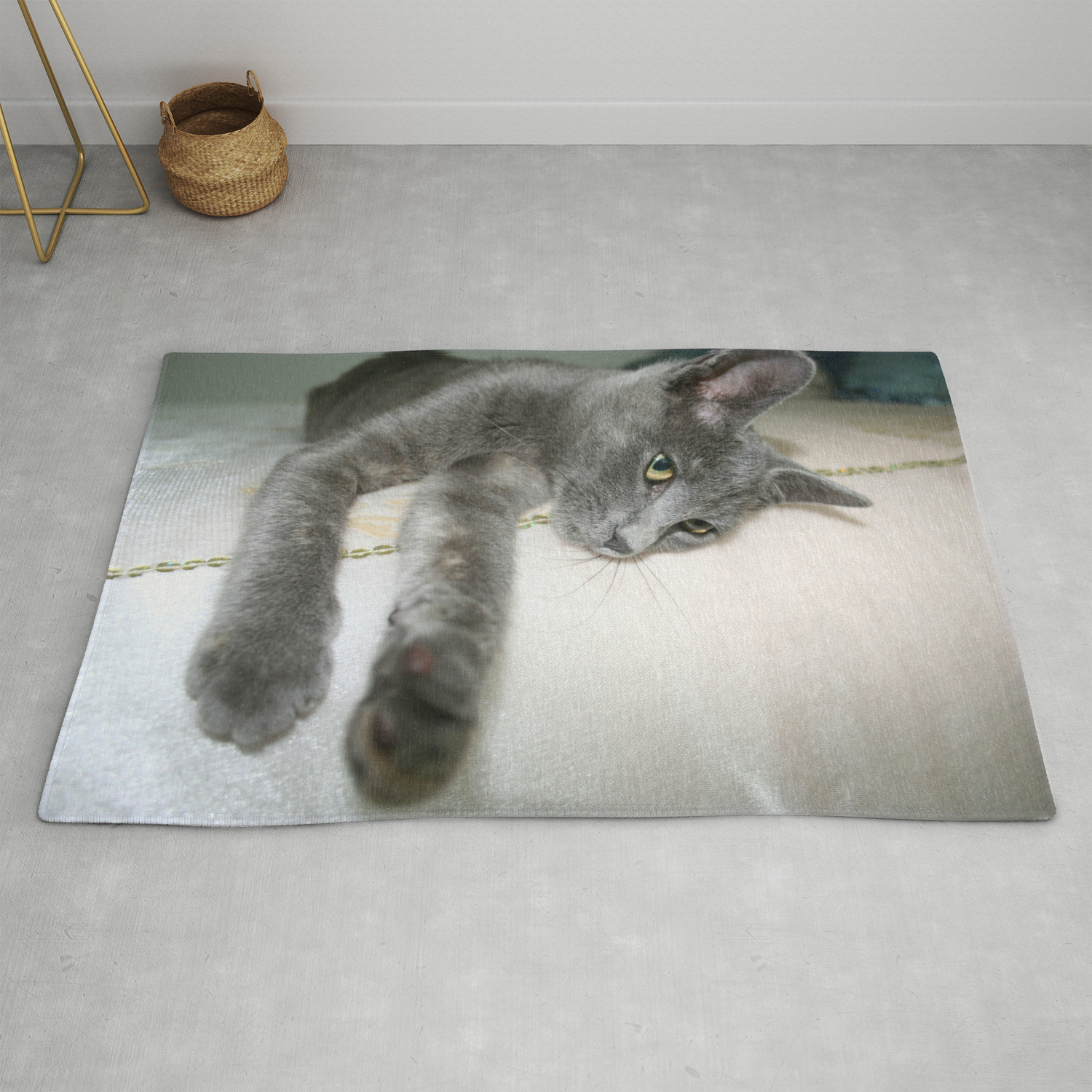 Russian Grey Cross Tabby Cat Rug By Taiche Society6