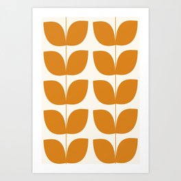 Mid Century Modern Leaves Orange Art Print