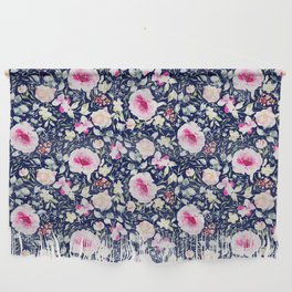 Pink peonies watercolor floral botanicals | Zaylee Raine Collection Wall Hanging