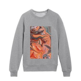 Marble ink Fluid Design red blue grey Kids Crewneck