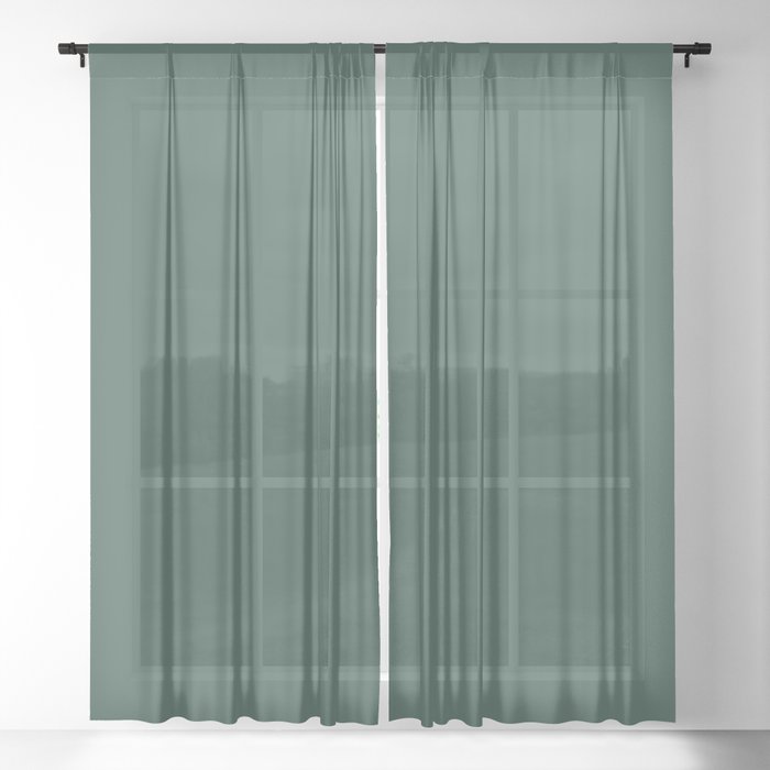 Dark Green Solid Color Pantone Hunter Green 19-5511 TCX Shades of Blue-green Hues Sheer Curtain