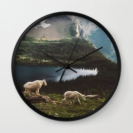 A Walk With The Mountain Goats Wall Clock | Hi Speed, Travel, Nature, Landscape, Color, Animal, Adventure, Photo, Lake, Mountaingoats 