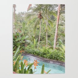 Tropical Jungle Pool | Botanical Palmtree Art Print | Bali Travel Photography in Indonesia Poster