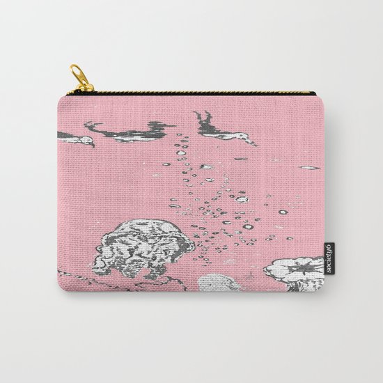Two Tailed Duck and Jellyfish Baby Pink Deep Carry-All Pouch
