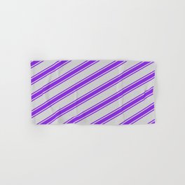 [ Thumbnail: Light Grey & Purple Colored Lined Pattern Hand & Bath Towel ]