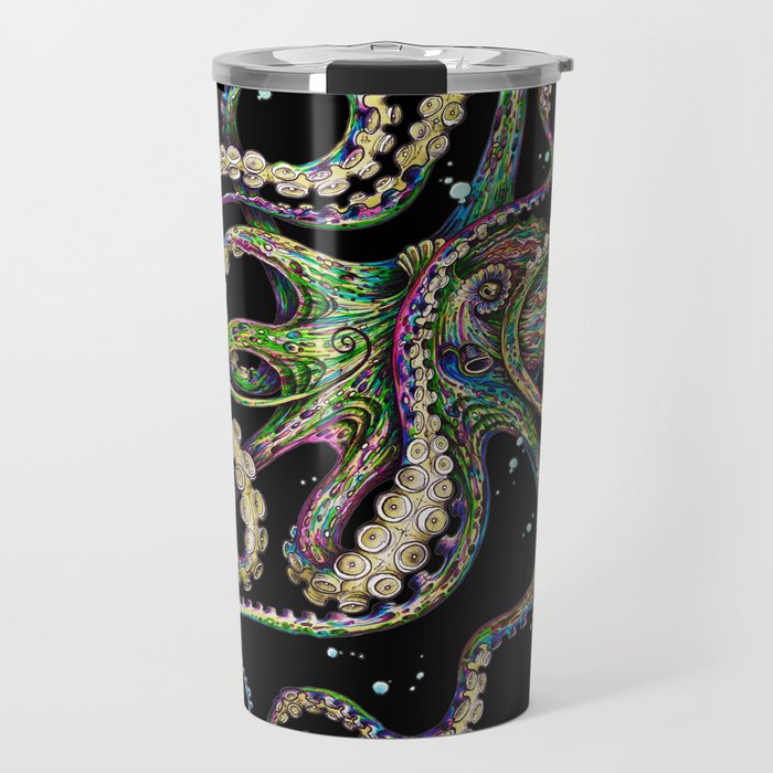 Octopsychedelia (black) Travel Mug