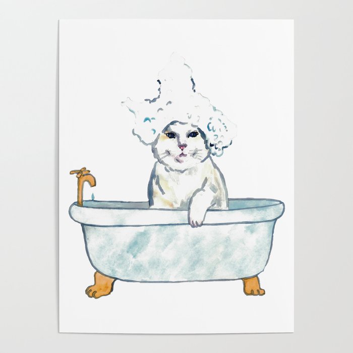 SPA Cat tabby Painting Wall Poster Watercolor Poster