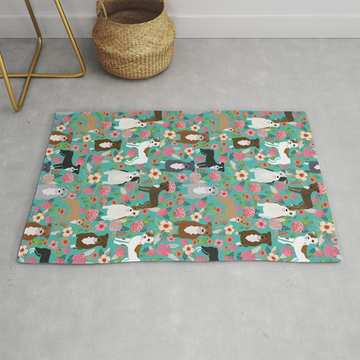 Pitbull mixed coat colors dog breed lover pibbles pitbulls florals gifts Rug