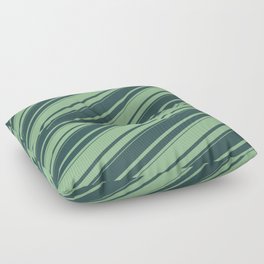[ Thumbnail: Dark Sea Green and Dark Slate Gray Colored Lines Pattern Floor Pillow ]