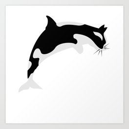 Orca Cat Funny Water Animal Gift Art Print | Katze, Orca, Shark, Lady, Fish, Diving, Graphicdesign, Orcababy, Pet, Cat 