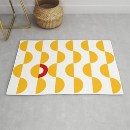 Yellow Waves with Red Accent Rug