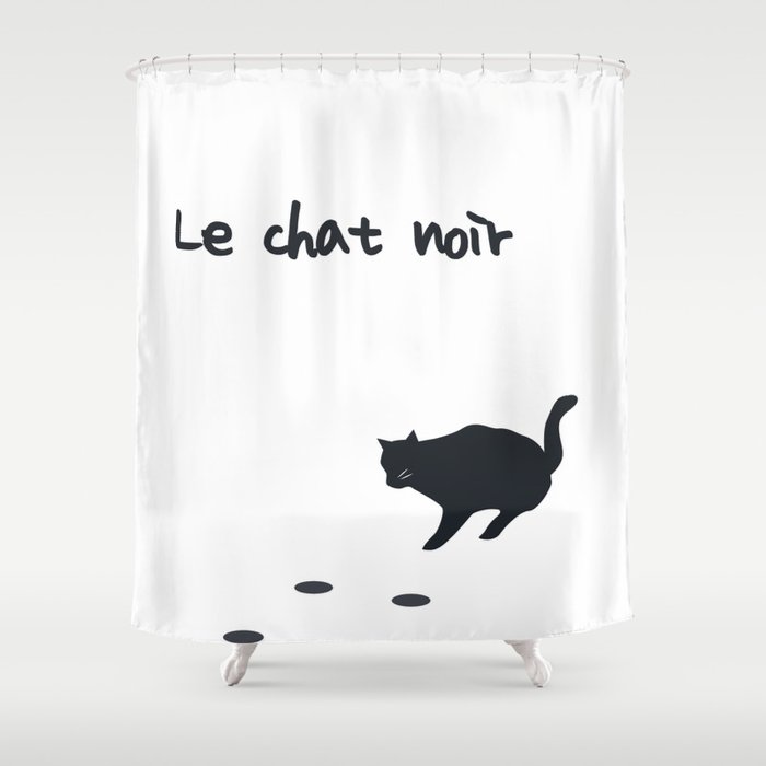 Le Chat Noit The Black Cat Shower Curtain By Sagaciousdesign