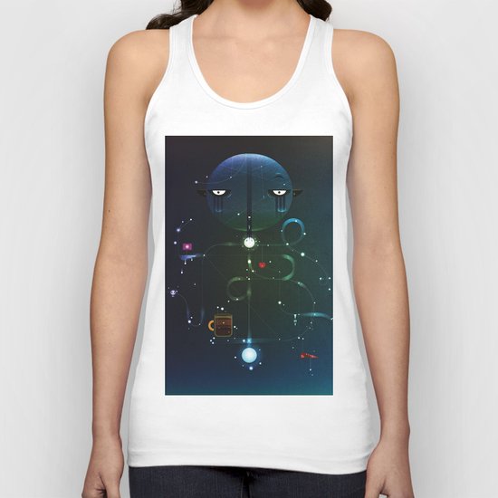 Self Portrait: Raid Boss, Coffee and Constellations Unisex Tank Top