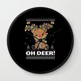 Oh Deer Funny Reindeer Deer Pun christmas Wall Clock