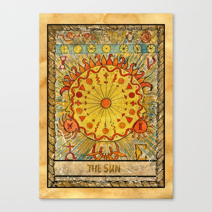 The Sun Vintage Tarot Card Canvas Print