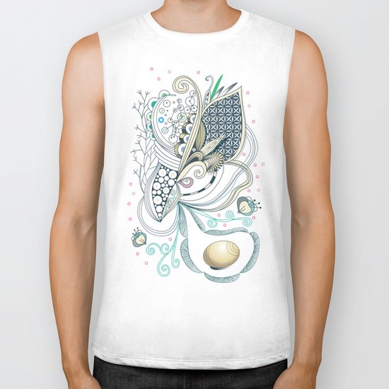 Beige tangle of joy and vibrant nature Biker Tank