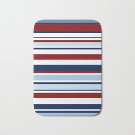 Nautical Stripes - Blue Red White Bath Mat