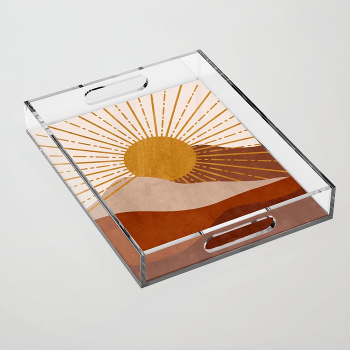 Sunset Dusk, Boho Prints Acrylic Tray