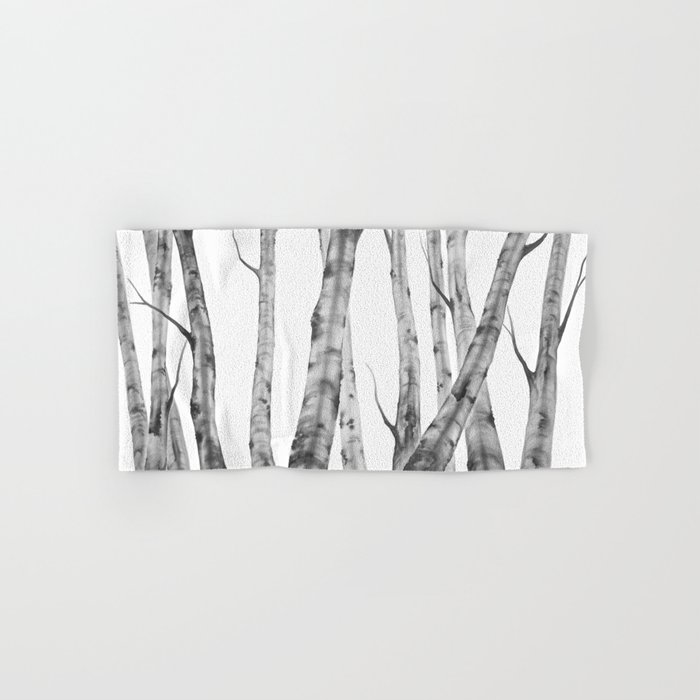 Birch Tree Watercolour Painting Black And White Black And