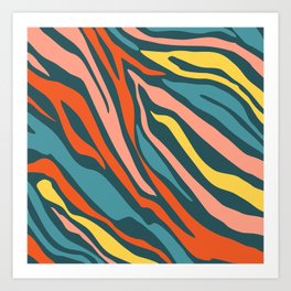 Mid Century Modern Zebra Print Pattern - Retro Colors Art Print