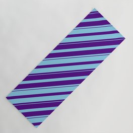 [ Thumbnail: Sky Blue & Indigo Colored Striped Pattern Yoga Mat ]