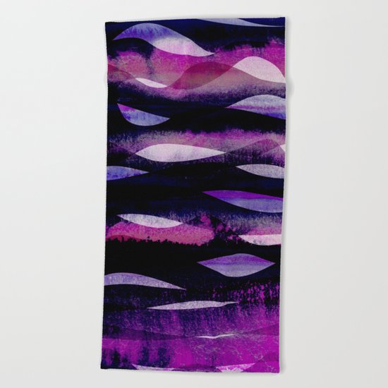 Purple Waves Beach Towel