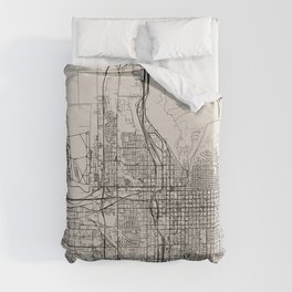 Salt Lake City USA - City Map - Black and White Aesthetic - Minimalist Duvet Cover