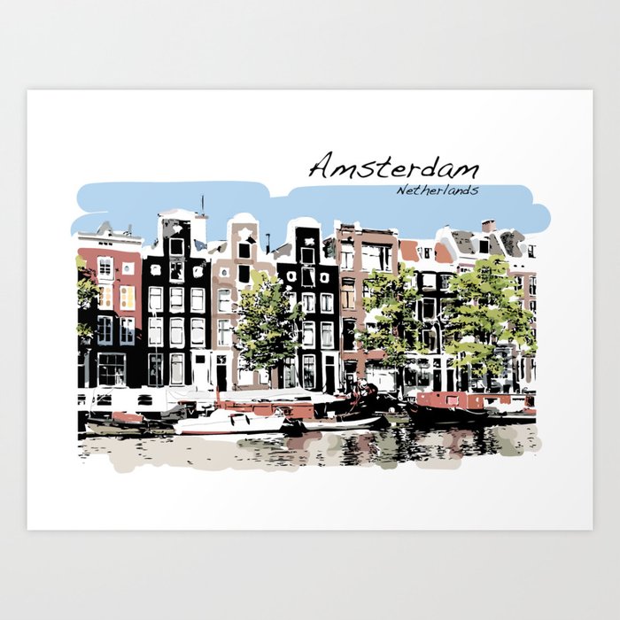 Amsterdam Netherlands Dutch Buildings Art Print