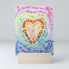 Rainbow Heart Colorful What Cancer Cannot Do Poem Mini Art Print