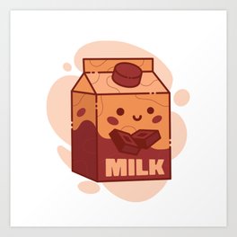 Kawaii Chocolate Milk Art Print | Chocolate Lovers, Forrest Gump Quote, Milkshake, Juice Box, Chocolate Milk, Chocolate Love, Milk And Cookies, Food, Kawaii, Milk Chocolate 