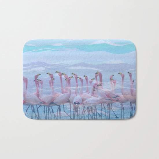 Flamingos #7, fun design Bath Mat