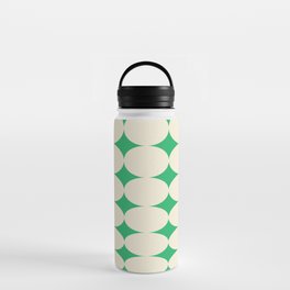 Retro Round Pattern - White Green Water Bottle