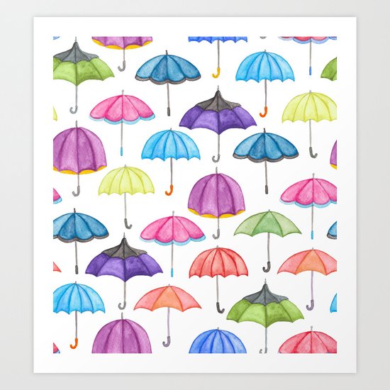 Rainy Day Umbrellas Art Print