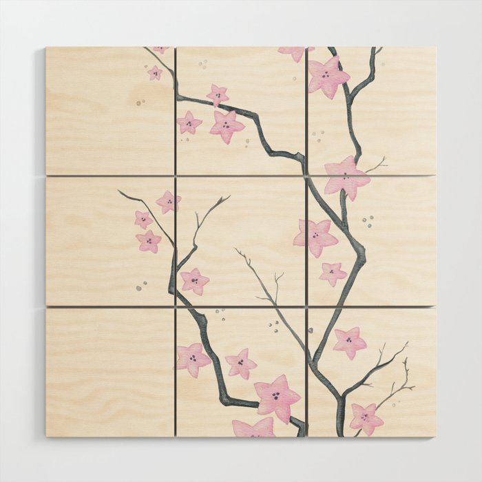 Cherry Blossom - Flores de cerejeira Wood Wall Art