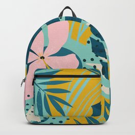 Hawaii Pastel Pink & Mint Green Tropical Floral-Prints Backpack